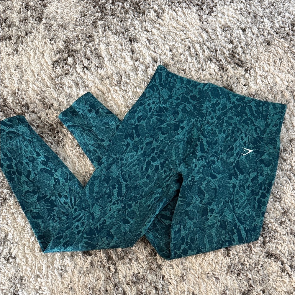 Gymshark Textured Teal Patterned Leggings